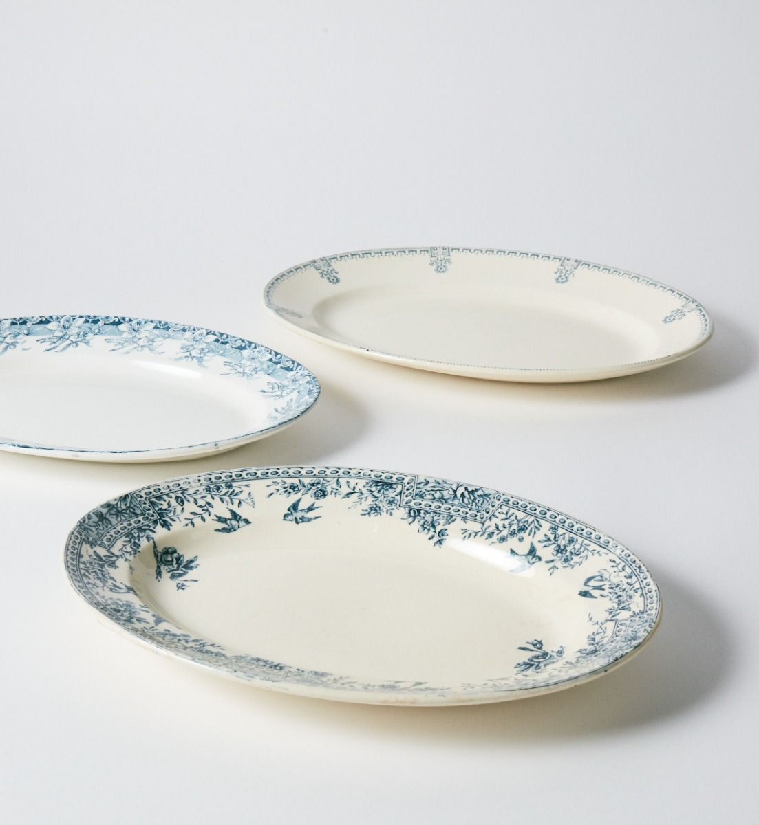 Plat ovale vintage Bleu-vert