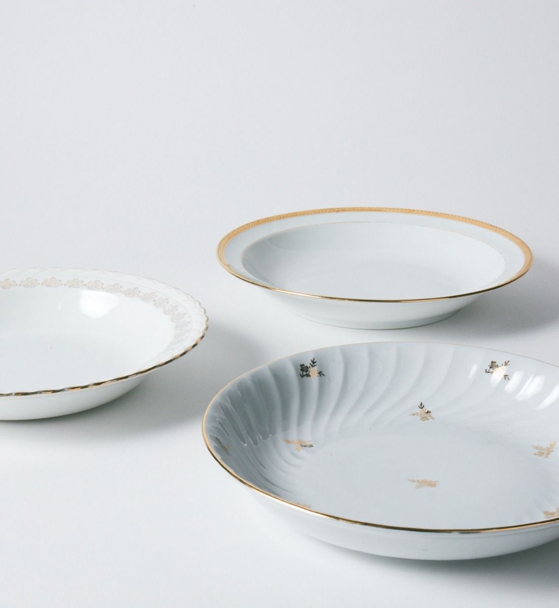 Plat creux vintage Blanc-doré