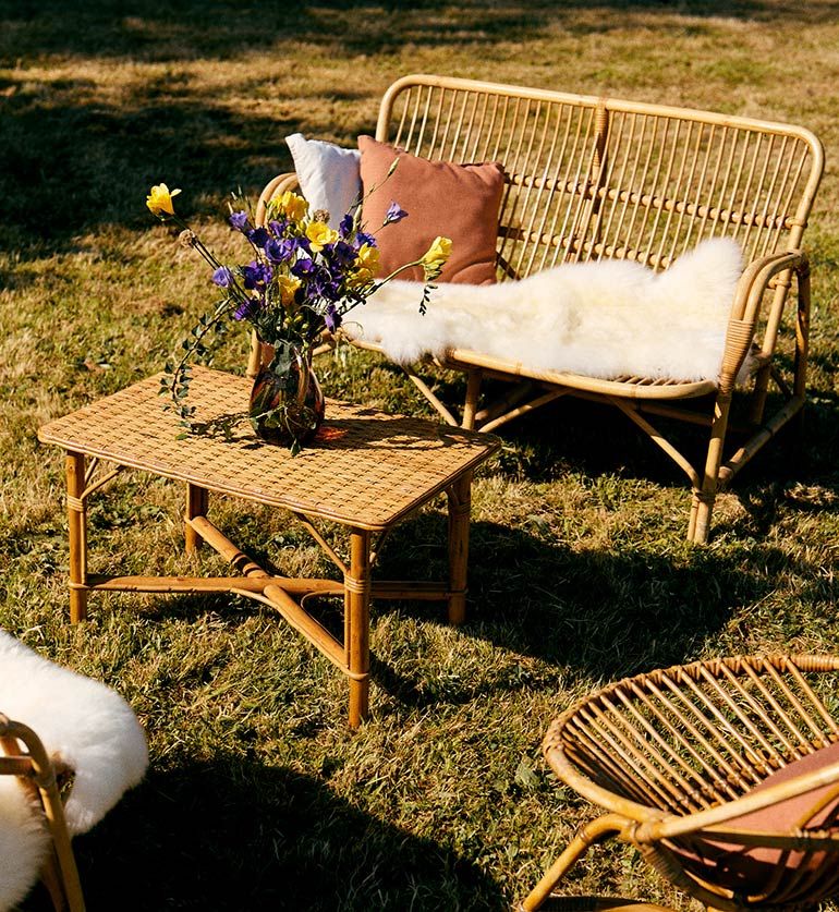 Banquette en rotin vintage