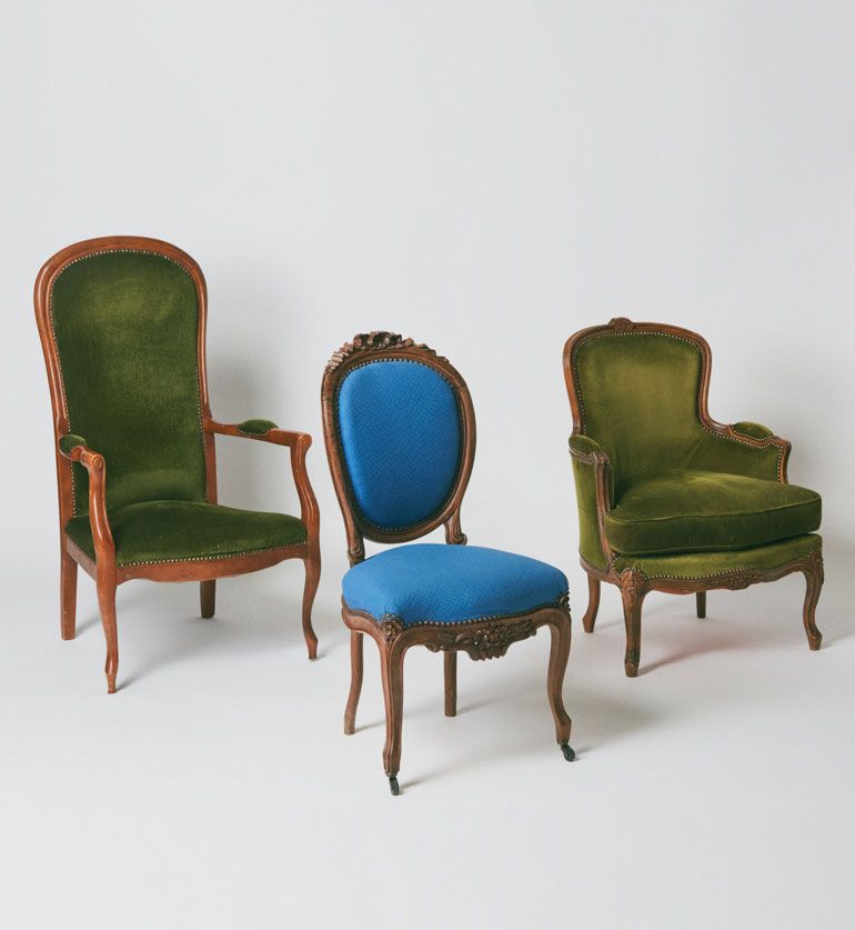 Fauteuil Bohème bleu/vert vintage