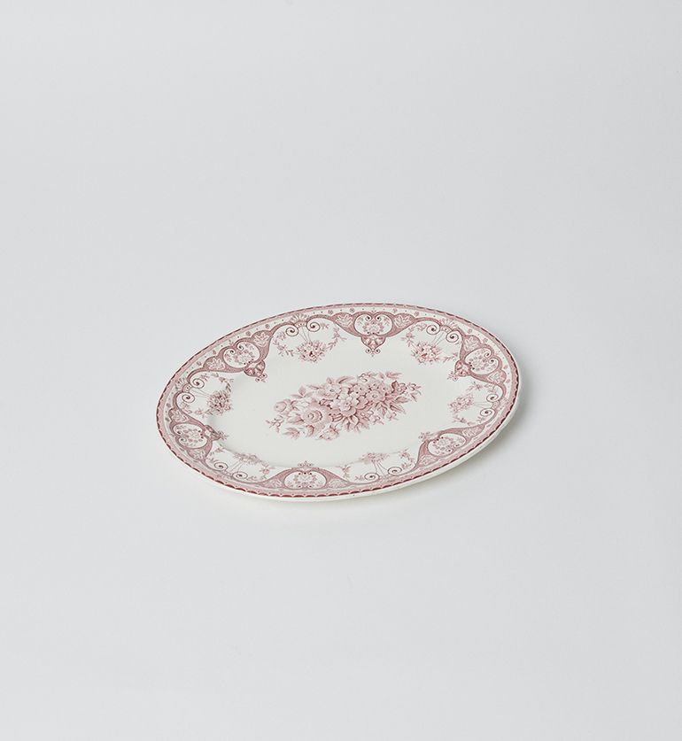 Plat ovale vintage Rouge-rose