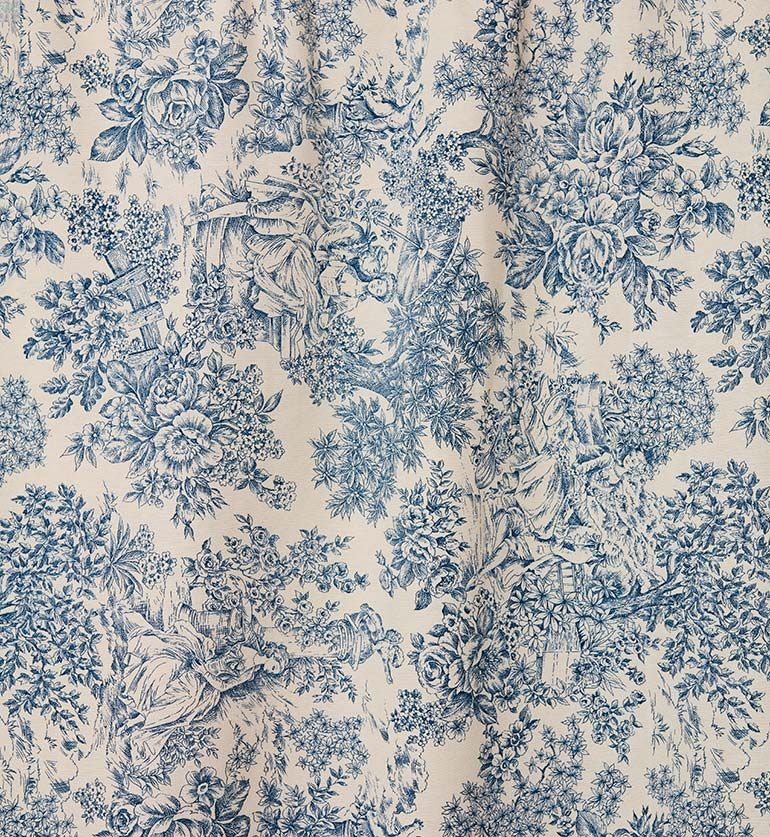 Nappe Toile de Jouy bleu 270 X 270cm