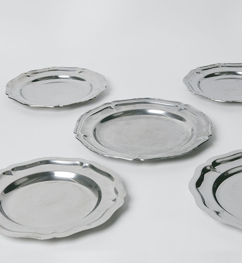 Plat rond vintage inox